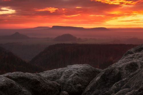 Soumrak nad Zschirnsteiny